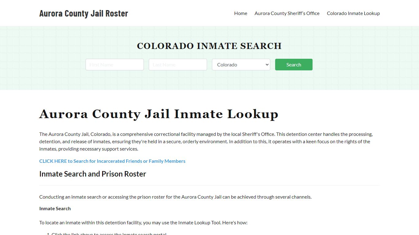 Aurora County Jail Roster Lookup, CO, Inmate Search
