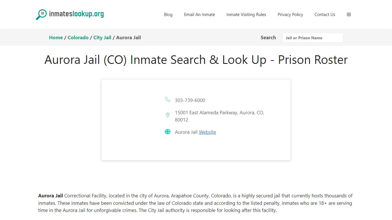 Aurora Jail (CO) Inmate Search & Look Up - Prison Roster